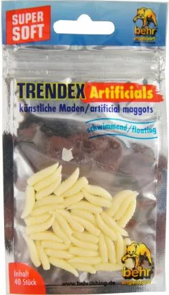 Behr Trendex Maden Natur Wit 40 Stuks -Zeebaarshengels Verkoopwinkel products 40 kuenstliche maden gummimaden forellenkoeder mad 4