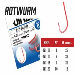 Grauvell Jinza Redworm 75cm ( Size 10) 0,18mm (10st)